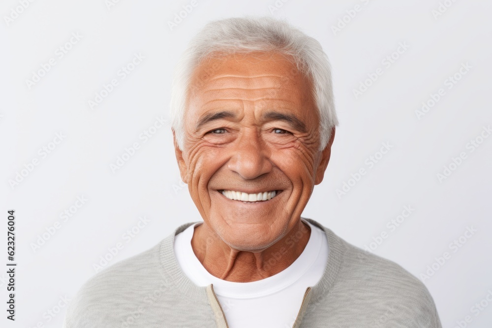 Portrait of happy senior man smiling and looking at camera over white background Portrait of happy senior man smiling and looking at camera over white background