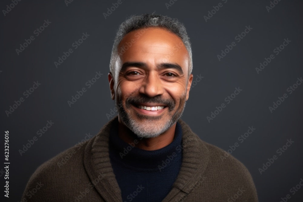 Portrait of a happy middle-aged Indian man on a dark background Portrait of a happy middle-aged Indian man on a dark background