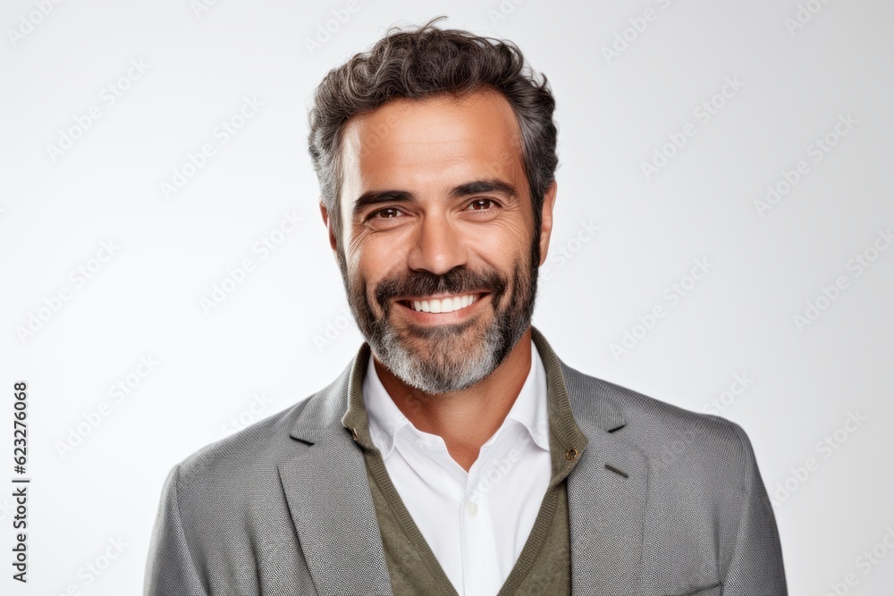 Portrait of a handsome mature man smiling at camera over white background Portrait of a handsome mature man smiling at camera over white background