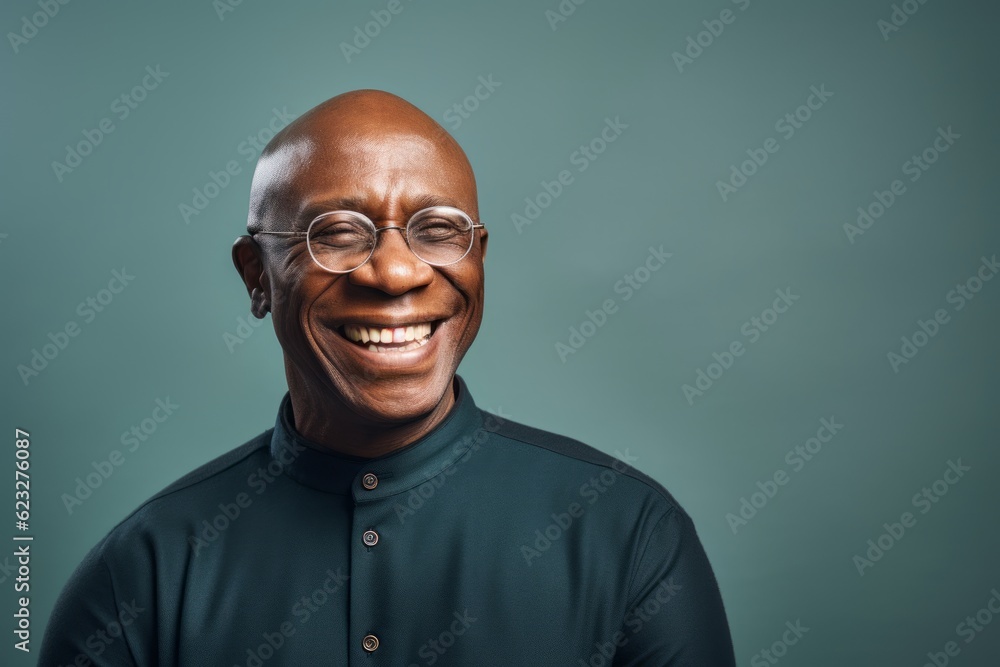 Cheerful african american man in eyeglasses smiling at camera Cheerful african american man in eyeglasses smiling at camera