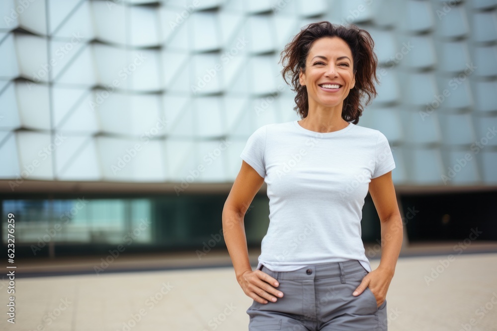 Portrait of a smiling businesswoman standing with hands on hips outdoors Portrait of a smiling businesswoman standing with hands on hips outdoors