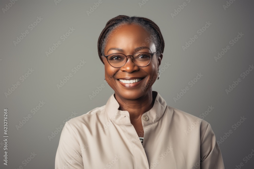 Portrait of a smiling african american woman in eyeglasses Portrait of a smiling african american woman in eyeglasses