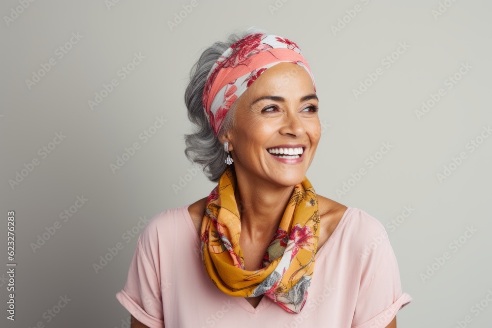 Portrait of a happy senior woman wearing a headscarf. Portrait of a happy senior woman wearing a headscarf.