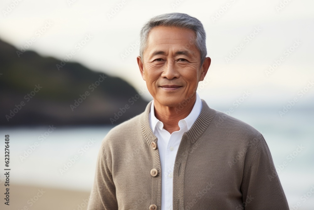 Portrait of happy senior man standing on beach at the day time Portrait of happy senior man standing on beach at the day time