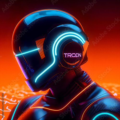 Futuristic Motorcyclist in Sci-Fi Film - generative ai