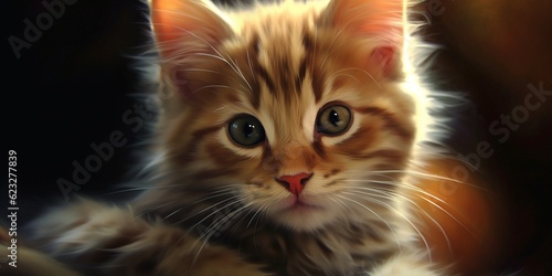 Baby cat closeup photo wallpaper background. AI Generated