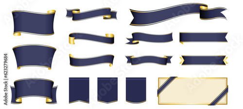 navy blue ribbon banner design material