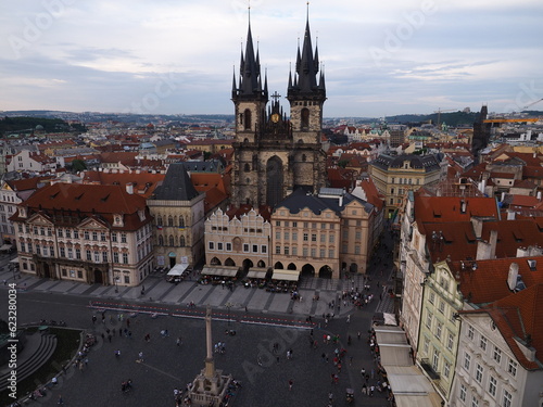 areal view of Prague's old town, Czec 