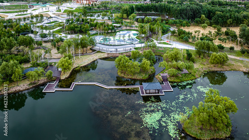 The scenery of North Lake Wetland Park in Changchun, China in summer