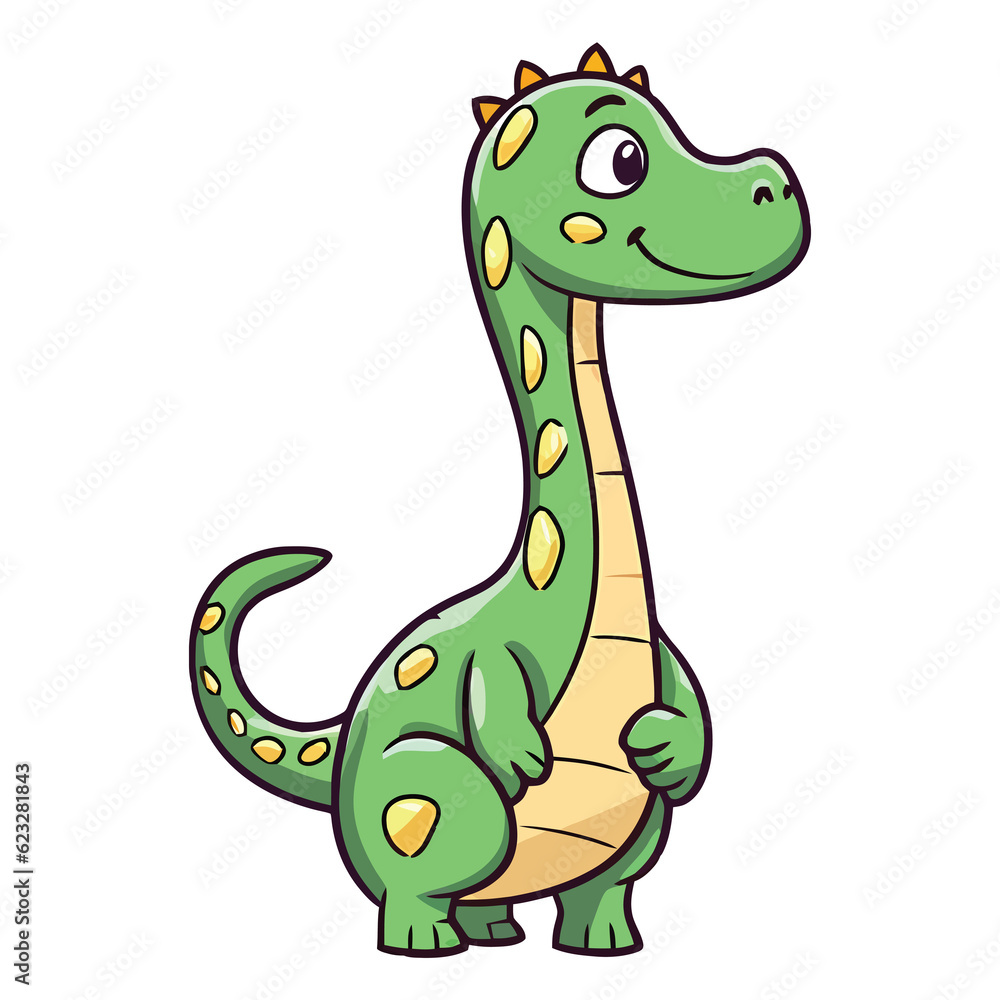 Fototapeta premium Playful Prehistoric: Cute Brachiosaurus Dinosaur Illustration