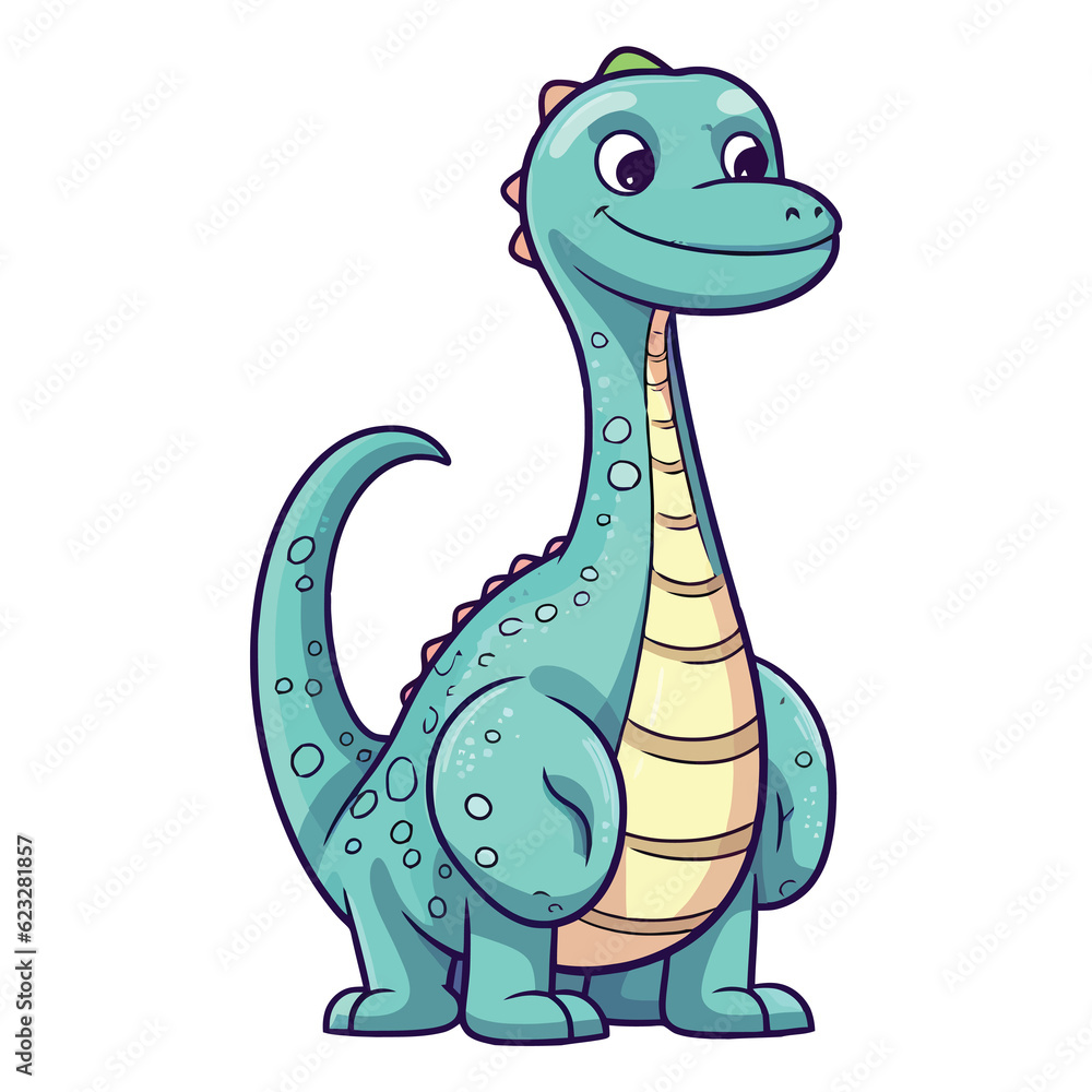 Fototapeta premium Playful Prehistoric: Cute Brachiosaurus Dinosaur Illustration