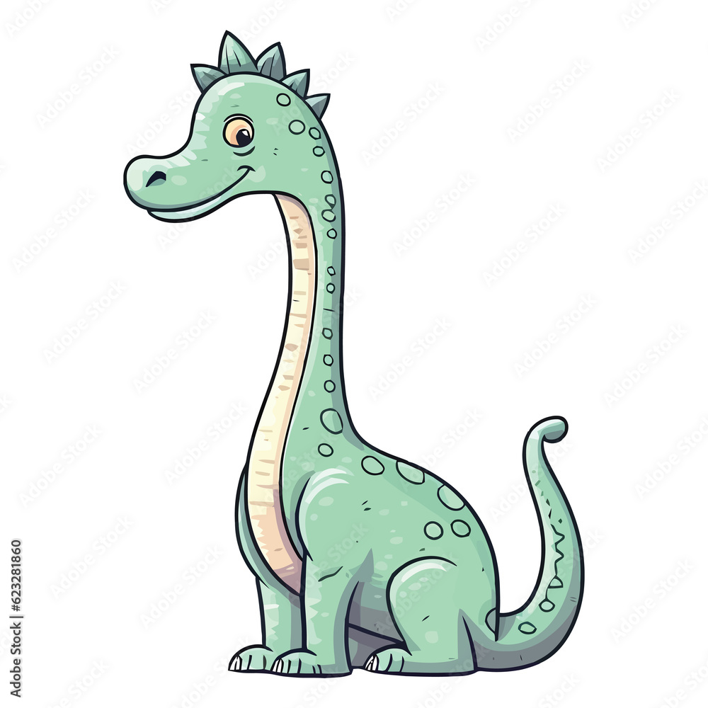 Playful Prehistoric: Cute Brachiosaurus Dinosaur Illustration