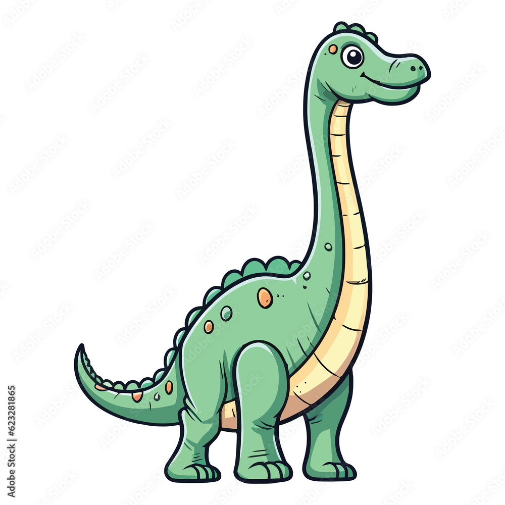 Fototapeta premium Playful Prehistoric: Cute Brachiosaurus Dinosaur Illustration