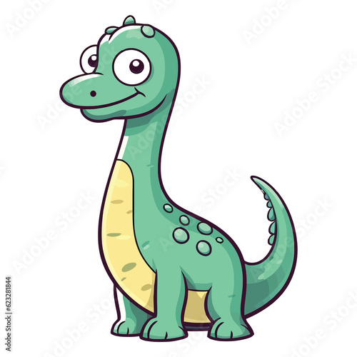 Playful Prehistoric  Cute Brachiosaurus Dinosaur Illustration