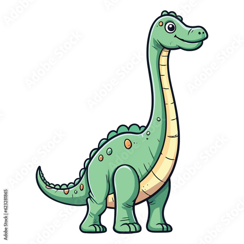 Playful Prehistoric: Cute Brachiosaurus Dinosaur Illustration © pisan