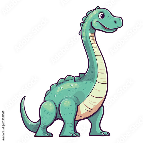 Playful Prehistoric  Cute Brachiosaurus Dinosaur Illustration