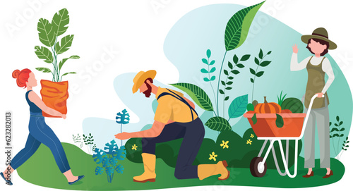 Farmers In Vegetables Garden
