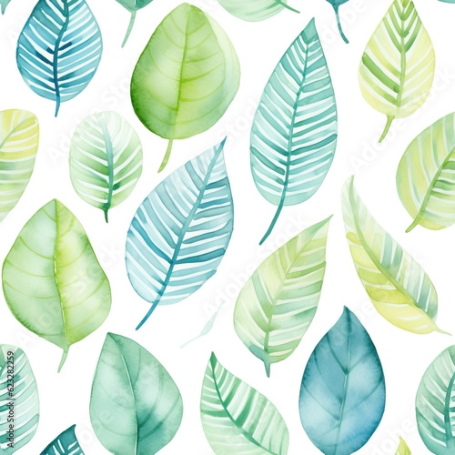Seamless pattern with watercolor leaves  repeat floral texture  background hand drawing. Perfectly for wrapping paper  wallpaper  fabric  texture and other printing.