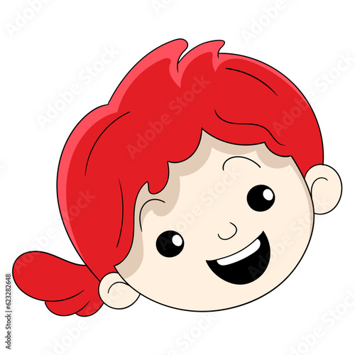 red-haired girl head emoticon face smiling friendly