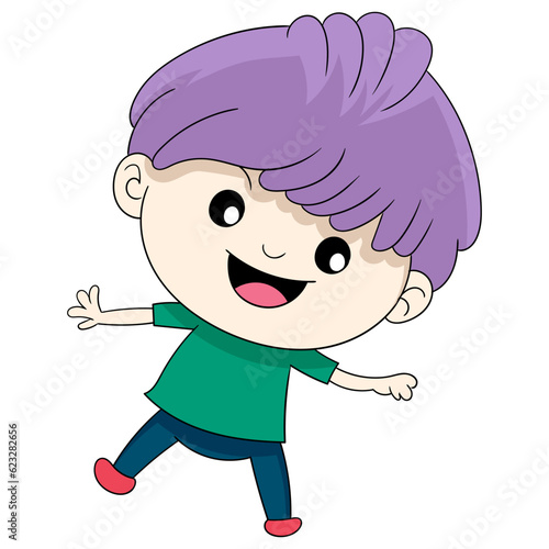 toddler boy is playing happily