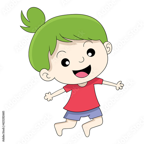 toddler girl is playing happily