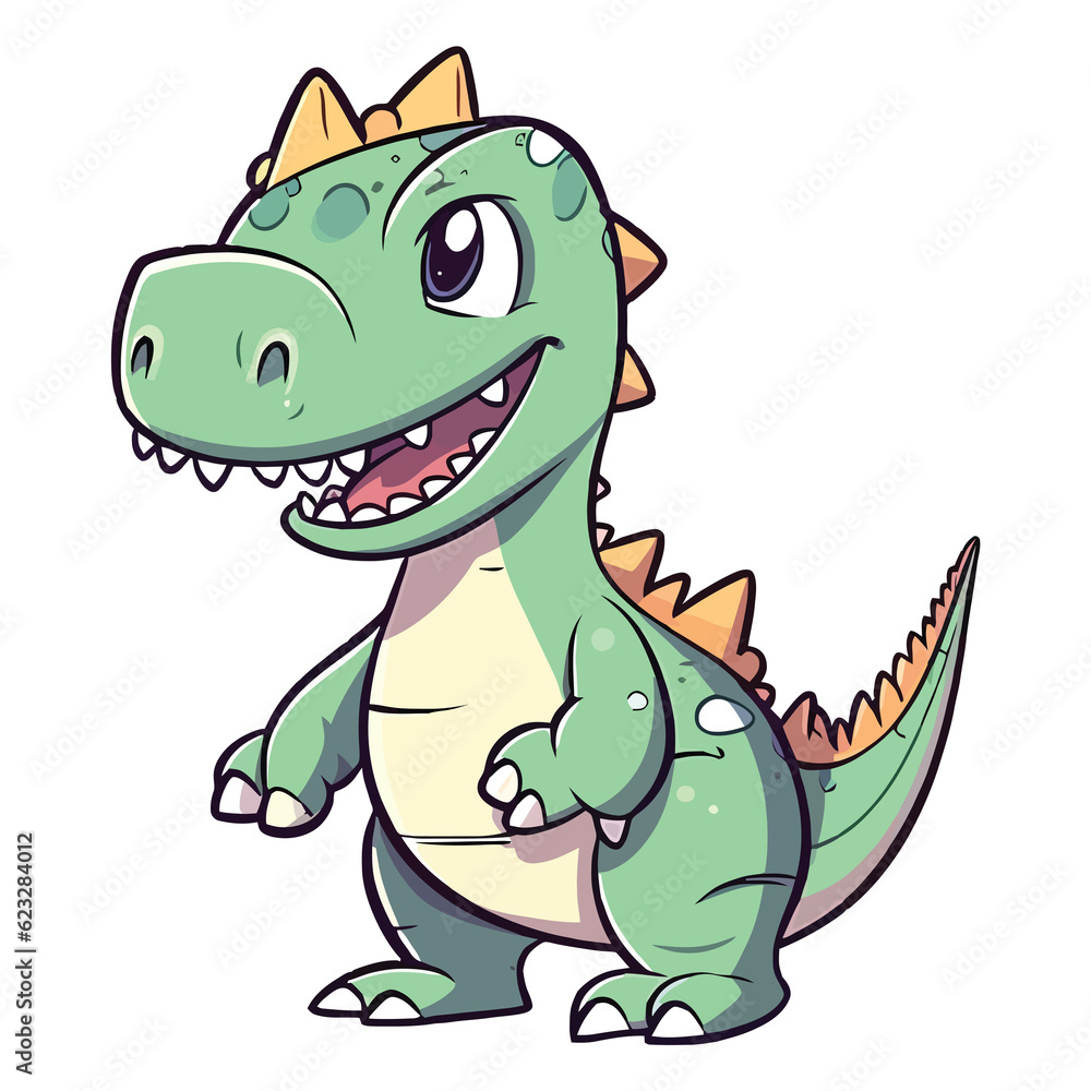 Roaring Cuteness: 2D Illustration of a Charming Allosaurus Roaring Cuteness: 2D Illustration of a Charming Allosaurus