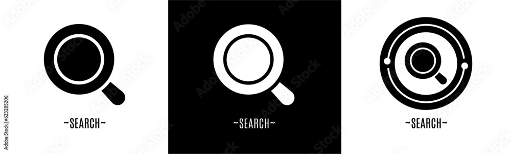 Search logo set. Collection of black and white logos. Stock vector. Search logo set. Collection of black and white logos. Stock vector.