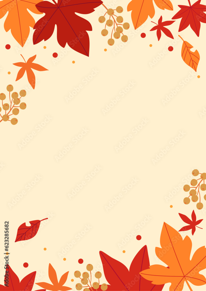 Background material designed with autumn leaves and nuts - obrazy, fototapety, plakaty 