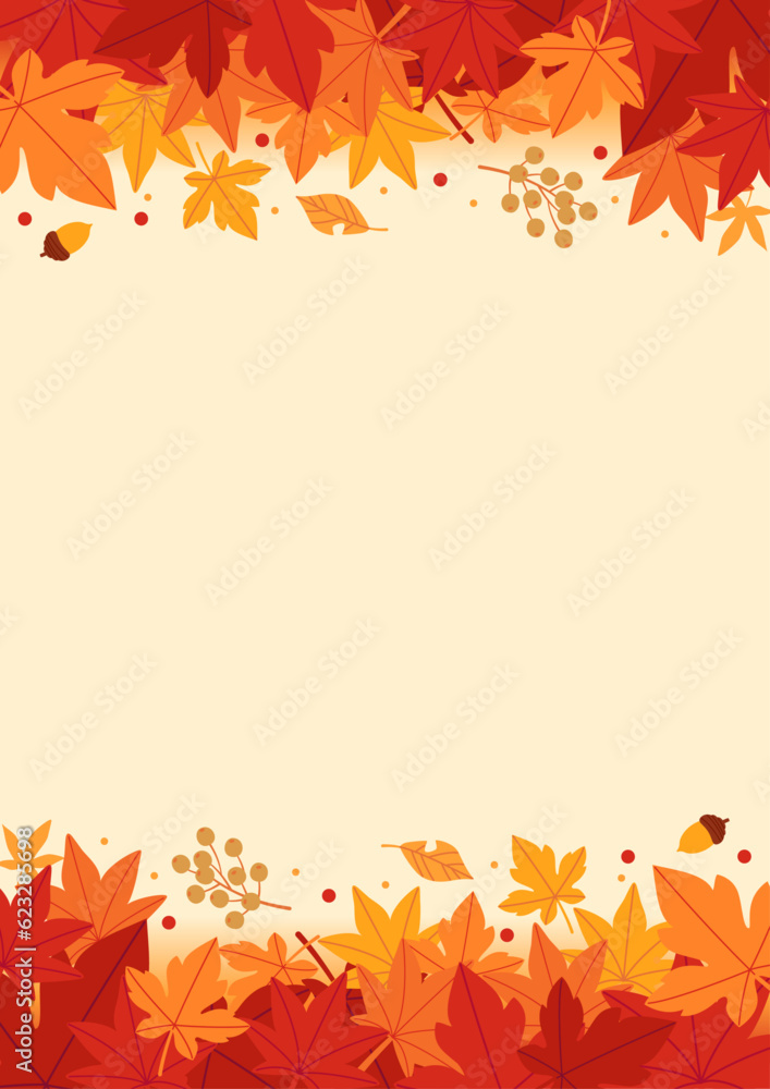 Background material designed with autumn leaves and nuts Background material designed with autumn leaves and nuts
