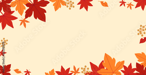 Background material designed with autumn leaves and nuts