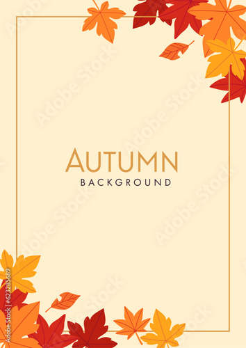 Background material designed with autumn leaves and nuts