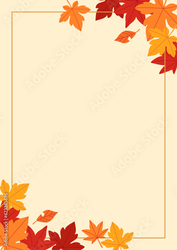Background material designed with autumn leaves and nuts