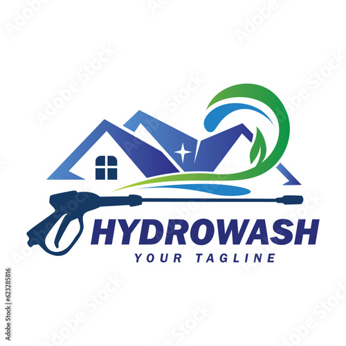 Hydrowash logo design template. Pressure washing elegent logo design.
