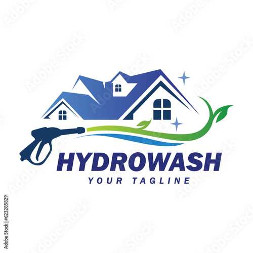 Hydrowash logo design template. Pressure washing elegent logo design.