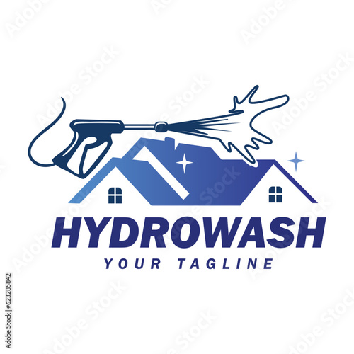 Hydrowash logo design template. Pressure washing elegent logo design.