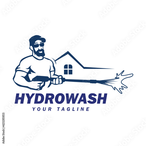 Hydrowash logo design template. Pressure washing elegent logo design.