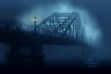Generative AI.
anime style horror background, foggy old bridge