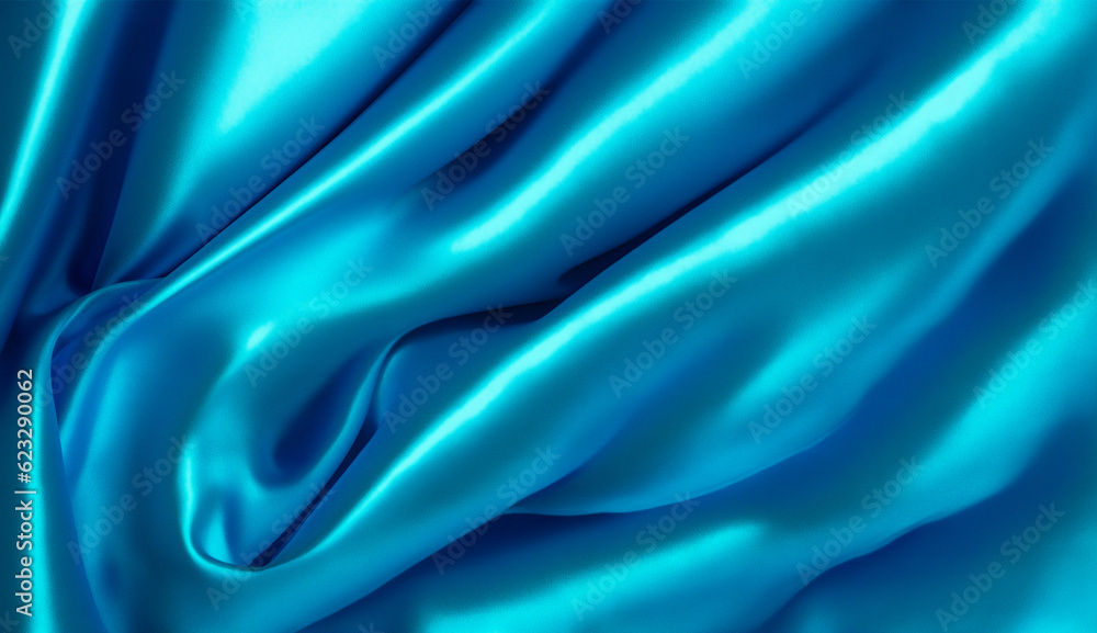Obraz premium Beautiful shiny blue fabric texture, Generative AI