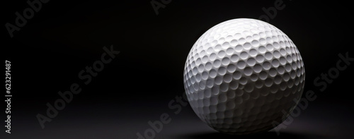 Close-up of golf ball isolated on black backdrop. Generative AI