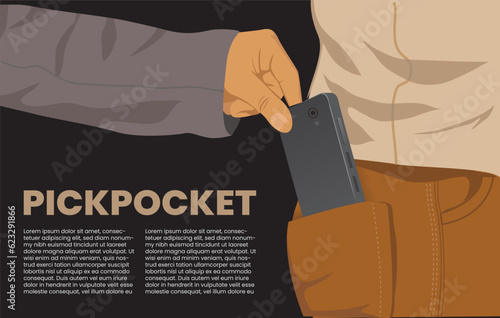illustration of pickpocketing, stealing phone