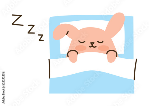 寝ているうさぎ、上半身