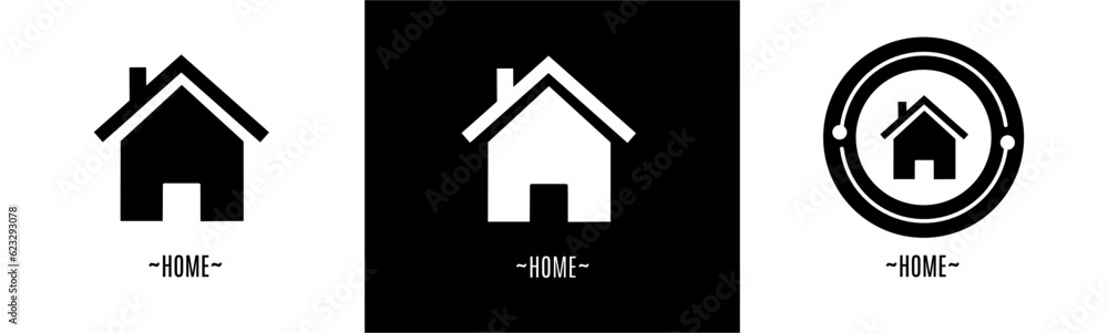 Home logo set. Collection of black and white logos. Stock vector. Home logo set. Collection of black and white logos. Stock vector.