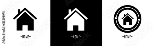 Home logo set. Collection of black and white logos. Stock vector.