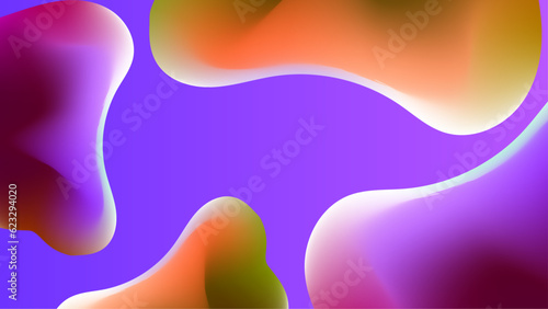 Fototapeta Naklejka Na Ścianę i Meble -  Gradient background with Purple orange morphing shapes. Metaball spheres. Morphing colorful blobs. Vector 3d illustration. Abstract 3d background. Liquid colors. Decoration for banner or sign design