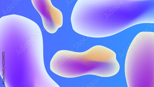 Gradient background with Purple blue morphing shapes. Metaball spheres. Morphing colorful blobs. Vector 3d illustration. Abstract 3d background. Liquid colors. Decoration for banner or sign design