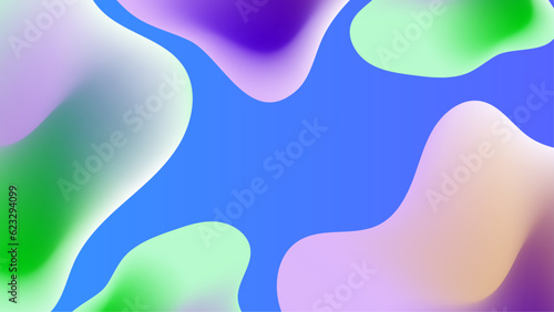 Gradient background with Purple blue green morphing shapes. Metaball spheres. Morphing colorful blobs. Vector 3d illustration. Abstract 3d background. Liquid colors. Decoration for banner.