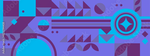 Abstract Geometric Pattern Artwork. Retro colors and color background. Grid with colored geometric shapes. Modern abstract promotional flyer, background, brochure, pattern.