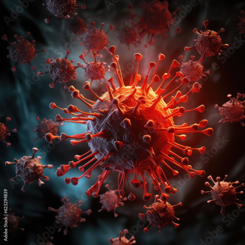 realistic image of the SARS-CoV-2 virus, illness