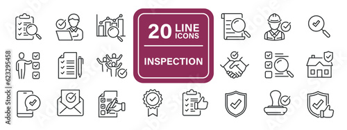 Inspection line icons. Editable stroke. For website marketing design, logo, app, template, ui, etc. Vector illustration.