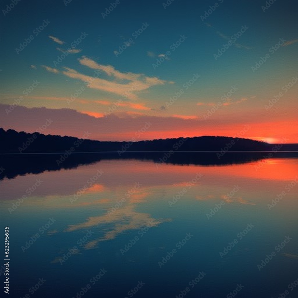 high quality sunset landscape of a sunset on a lake